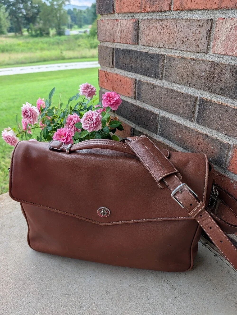 🤎 Vintage Coach Wellington #F06457 Genuine Smooth Leather Adjustable Messenger